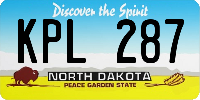 ND license plate KPL287