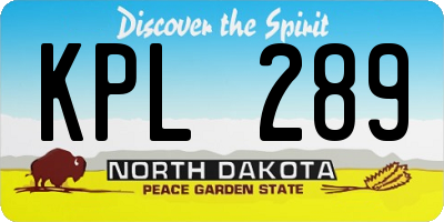 ND license plate KPL289