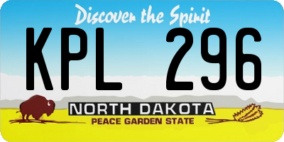 ND license plate KPL296