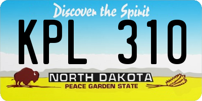 ND license plate KPL310