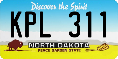 ND license plate KPL311