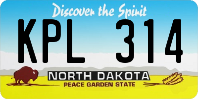 ND license plate KPL314
