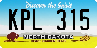 ND license plate KPL315