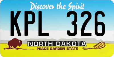 ND license plate KPL326