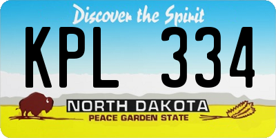 ND license plate KPL334