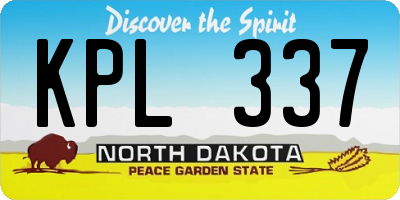 ND license plate KPL337