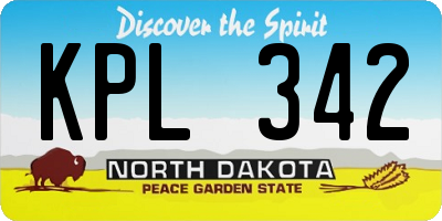 ND license plate KPL342