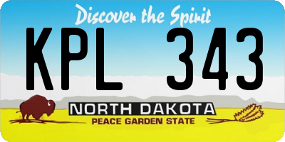 ND license plate KPL343