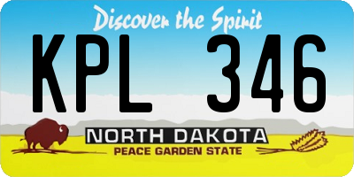 ND license plate KPL346