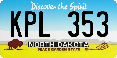 ND license plate KPL353