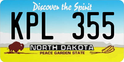ND license plate KPL355