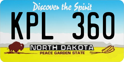 ND license plate KPL360