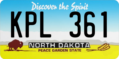 ND license plate KPL361