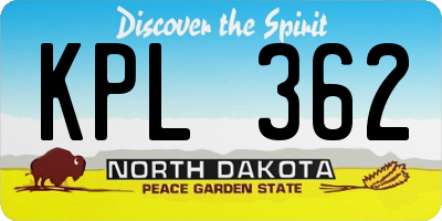 ND license plate KPL362