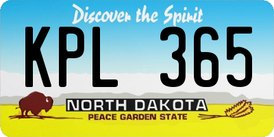 ND license plate KPL365