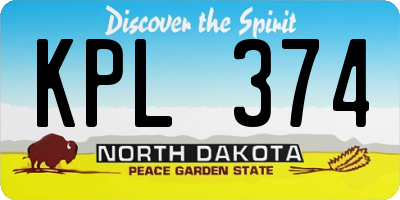 ND license plate KPL374