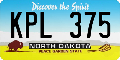 ND license plate KPL375