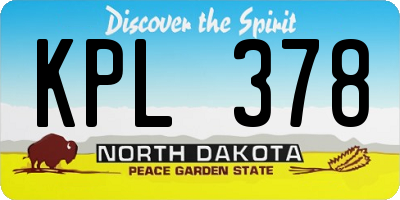 ND license plate KPL378