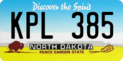 ND license plate KPL385