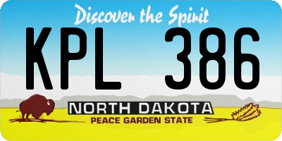 ND license plate KPL386