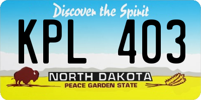 ND license plate KPL403