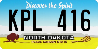 ND license plate KPL416