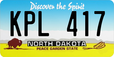 ND license plate KPL417