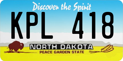 ND license plate KPL418