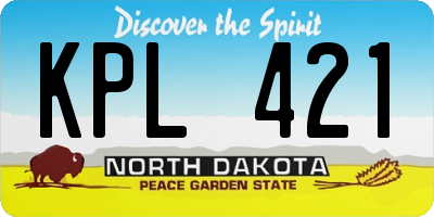 ND license plate KPL421