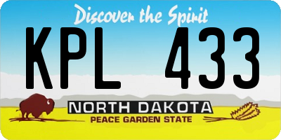 ND license plate KPL433