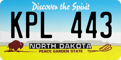 ND license plate KPL443