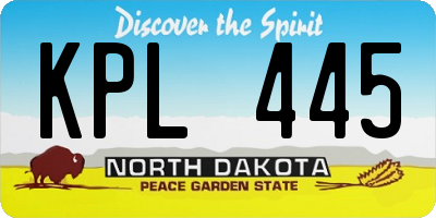 ND license plate KPL445