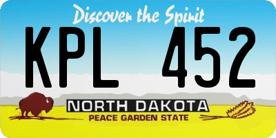 ND license plate KPL452