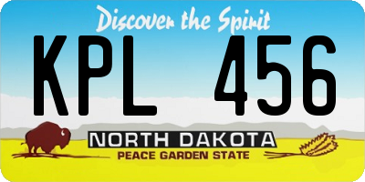 ND license plate KPL456