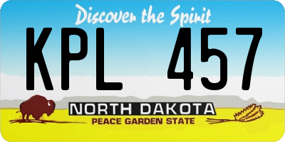 ND license plate KPL457