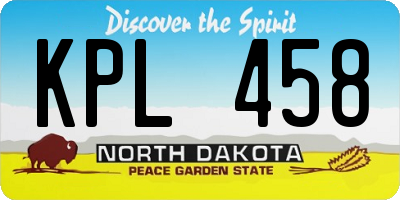 ND license plate KPL458