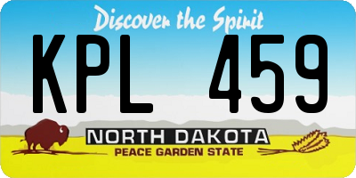 ND license plate KPL459