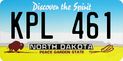 ND license plate KPL461