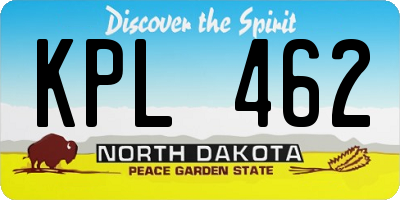 ND license plate KPL462