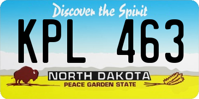 ND license plate KPL463