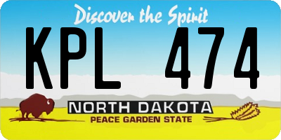 ND license plate KPL474