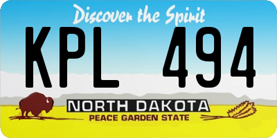 ND license plate KPL494