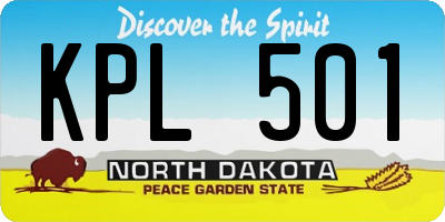 ND license plate KPL501