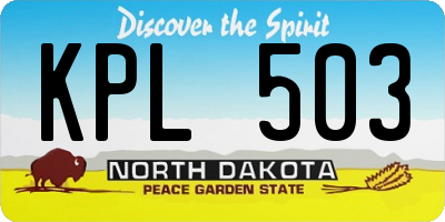 ND license plate KPL503