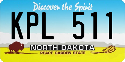 ND license plate KPL511
