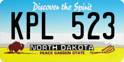 ND license plate KPL523