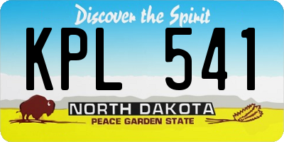 ND license plate KPL541