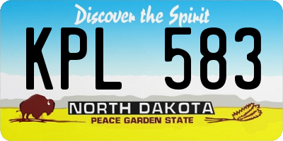 ND license plate KPL583