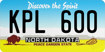 ND license plate KPL600
