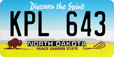 ND license plate KPL643